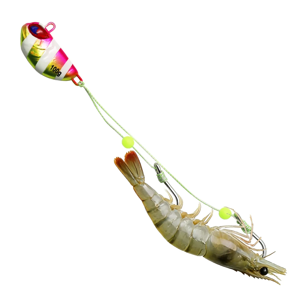 ZYZHE 1PC Sea Fishing JIG Lure 100g/3.53oz Boat Fishing Bait with Bkk 8062-5X Hooks Handmade Fishing Live Bait Rigs