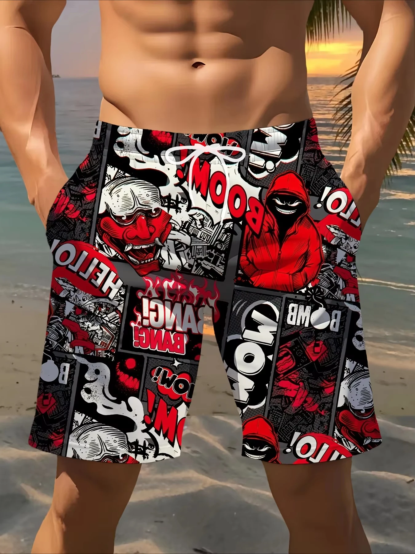 Summer Letter Pattern 3D Print Shorts Street Fashion Casual Comfortable Breathable Lightweight Trend Thin Vacation Shorts