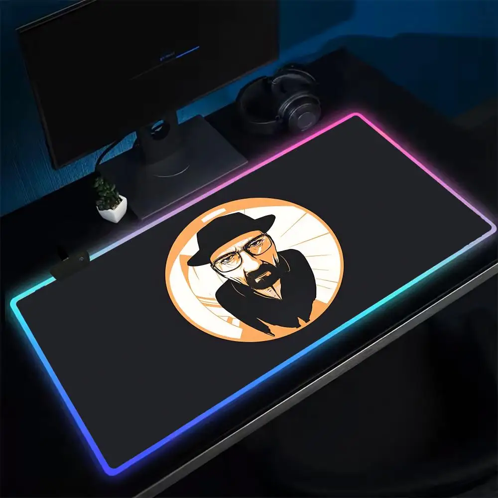 TV B-Breakings Bads-S Mouse Pad Anime Gaming Mouse Pad LED Table Pads Backlit Rubber Desktop XXL Mousepad RGB Desk Mats