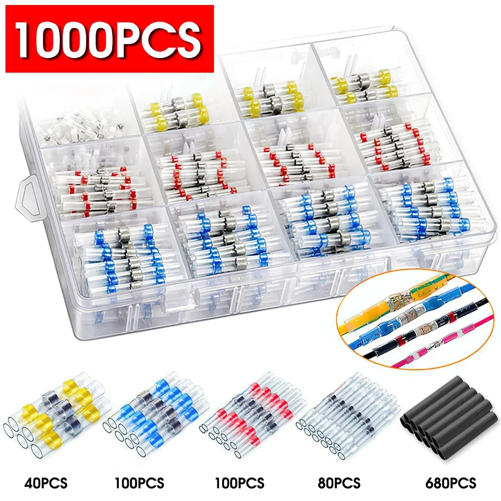 50-1000Pcs Solder Dichtung Draht Anschlüsse Schrumpf Solder Butt Isolierte Anschlüsse Solder Connector Kit Automotive Marine