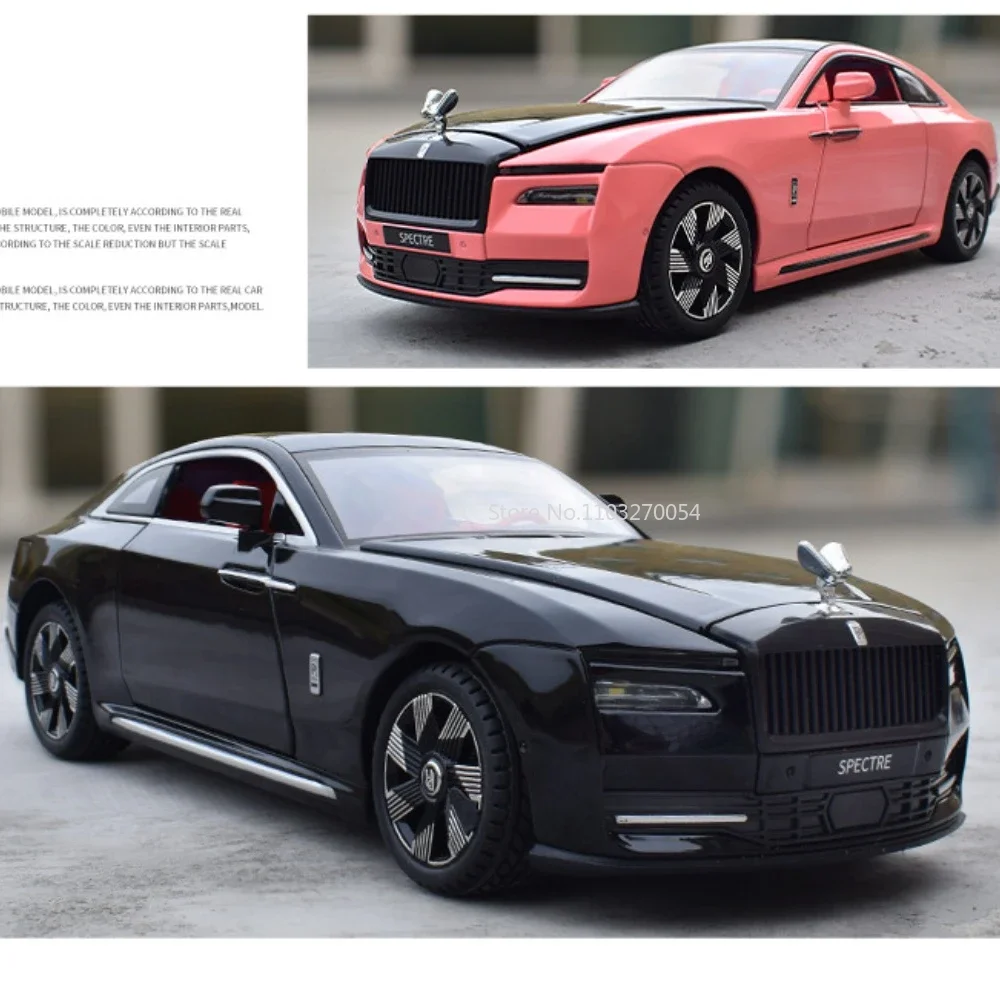 1:24 Rolls-Royce Spectre Alloy Toy Car Diecast Model Sound Light Pull Back 4-drzwiowy otwarty miniaturowy pojazd Chłopiec Prezent świąteczny