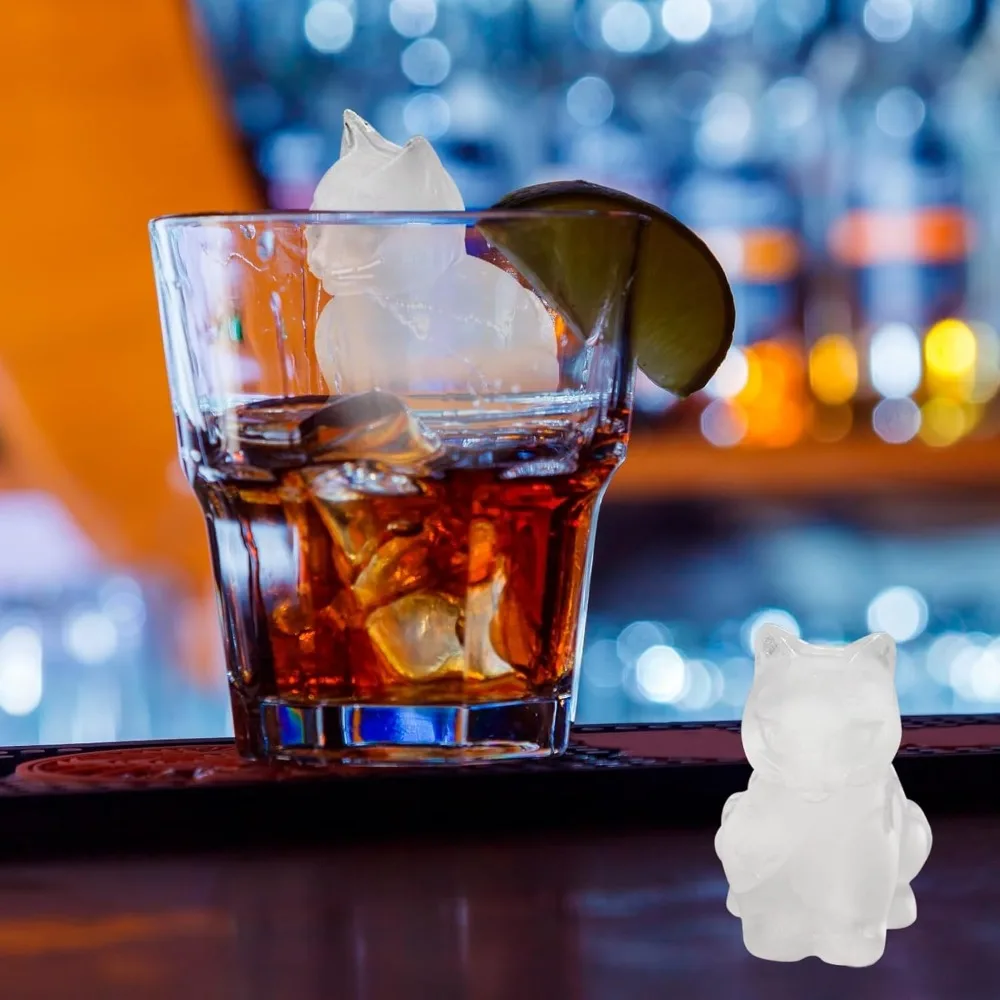 1pc 3D Cat Ice Cube Mold, Easy To Release Ice Hockey Machine, Suitable for Cold Drinks, Whiskey, and Cocktails