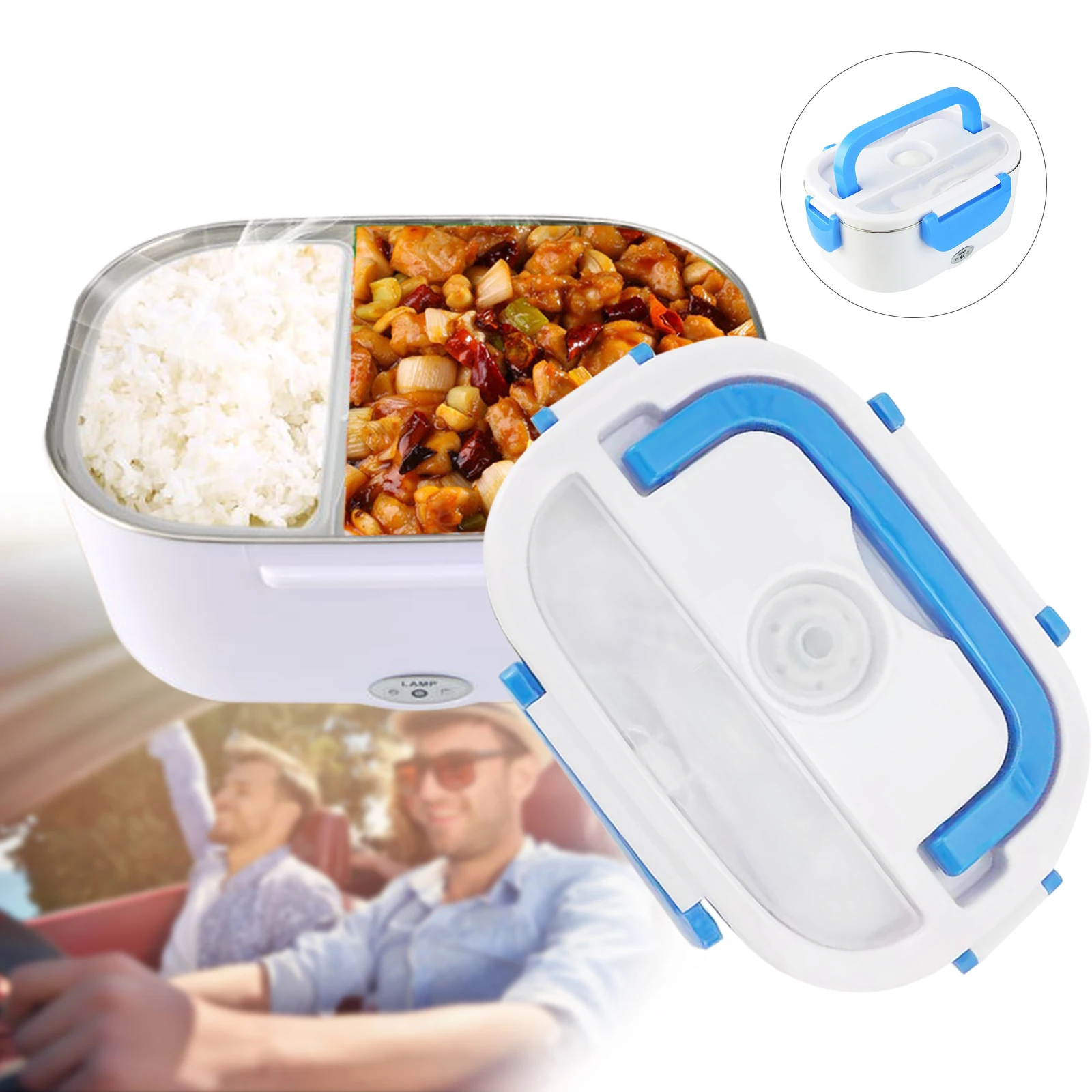 

Electric Portable Lunch Box Food Heating Bento Warmer Container For Car 1.05L 40W With Spoon