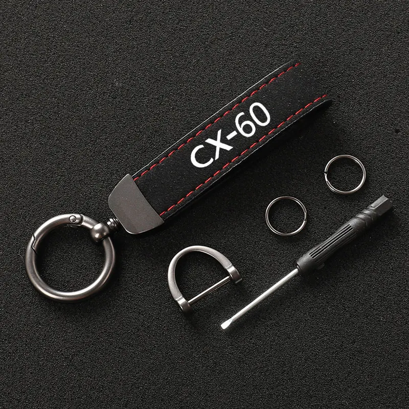 

New Decorations High Quality Suede Leather CX-60 Car Keychain with logo For Mazda CX-60 Car Accessories