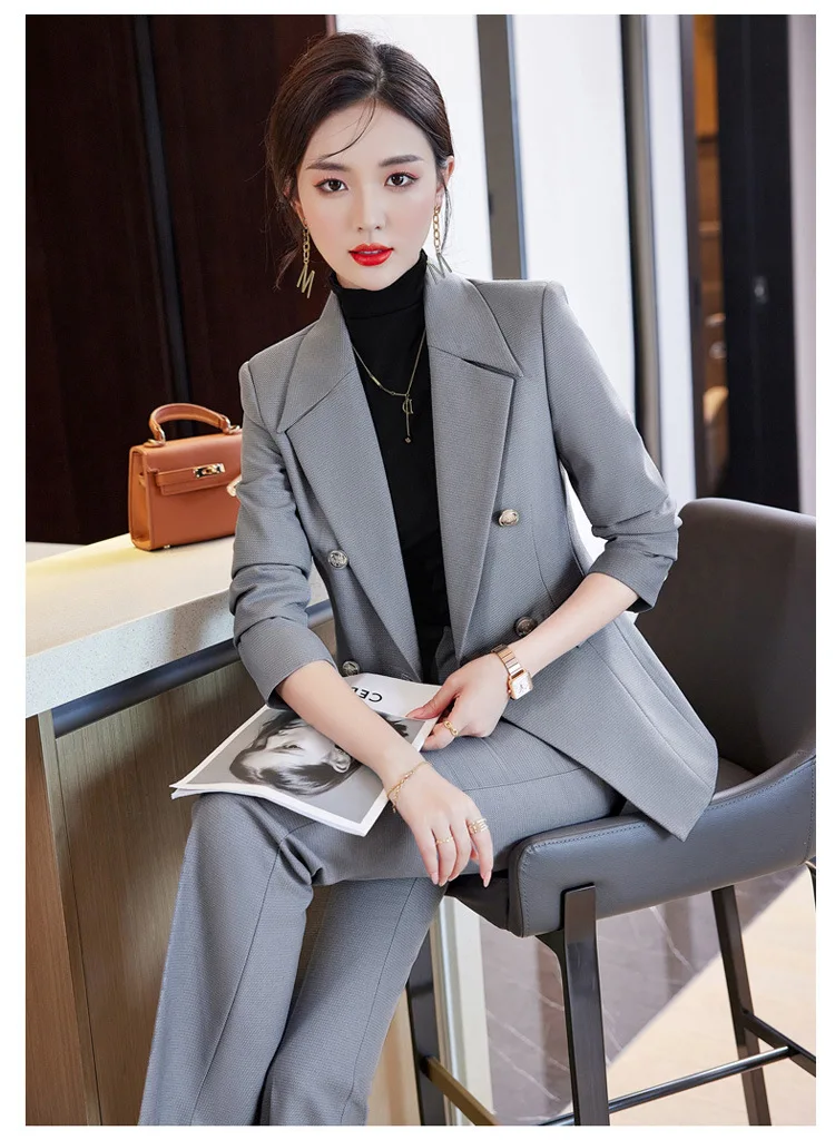 Formal Pantsuits Autumn Winter Women Business Suits with Pants and Jackets Coat OL Styles Ladies Career Pants Trousers Set