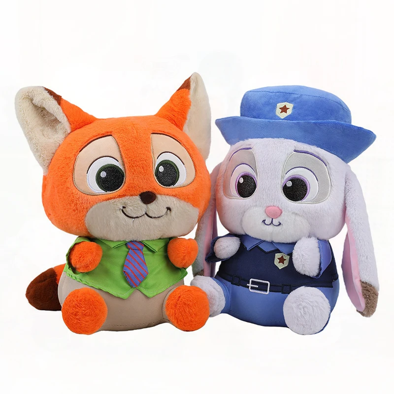 

Мягкая игрушка Disney Kawaii: милые плюшевые лис и кролик из Зоотопии (Джуди, Ник), подушка-игрушка для детей, подарок на день рождения, мягкая и уютная.