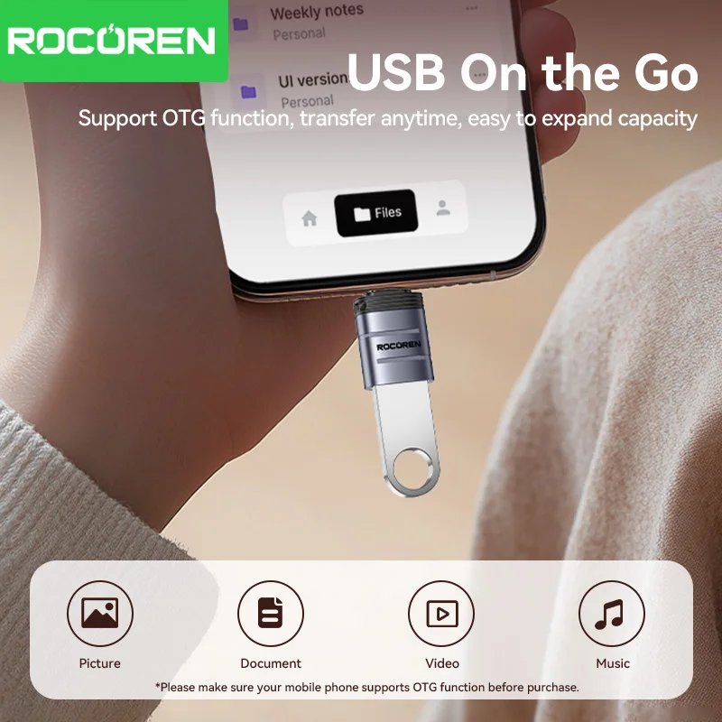 Rocoren USB Type C OTG Adapter Type-C Male to USB 3.0 3.2 Female Mini Converter For Macbook pro Air Samsung Xiaomi 15 14 Laptop