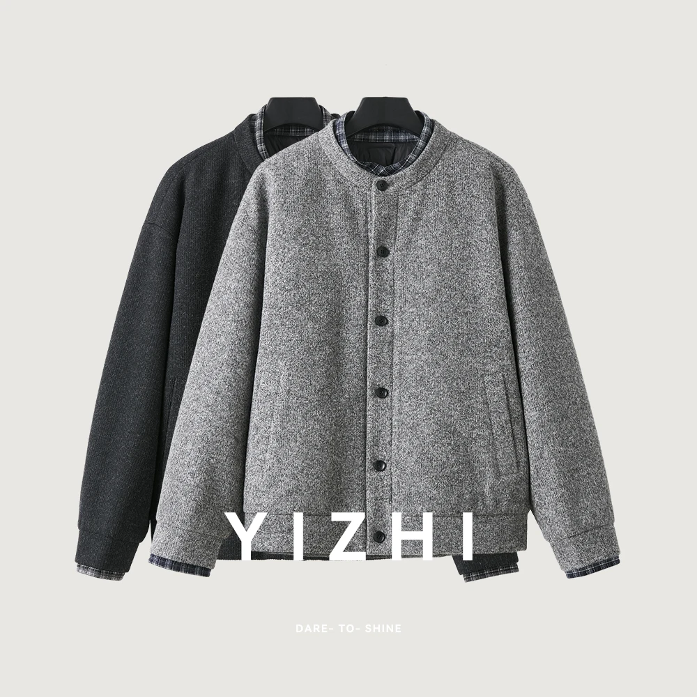 Fashion Men's Fake Two-piece Woolen Down Jacket 90 White Duck Down Retro Woolen Jacket Men Winter Lightweight Coldproof Top