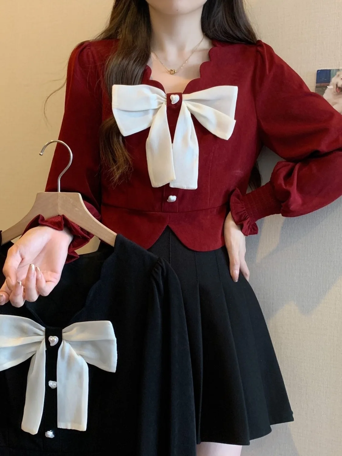 

Faionable ort Knot irt Chic Fraance Sle Slim Fit Осень Новое поступление Высокий дизайн Sense Ele Модные женские...