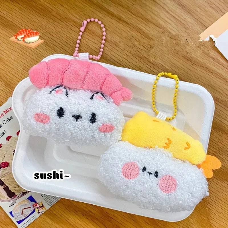 

Cute Plush Delicious Food Keychain Sushi Hanging Ornaments Backpack Pendant Decoration Accessories Creative Doll Keyring Gift