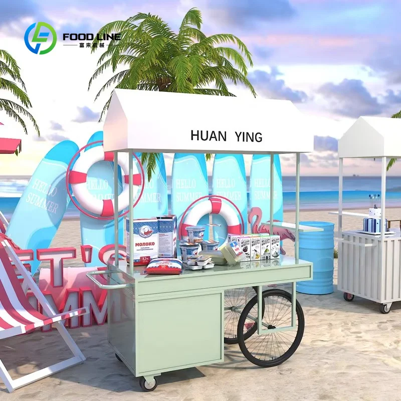 Customized Multi-Functional Foldable Outdoor Cart 220V Food Serving Ice Cream BBQ Floral Display for Snacks Barbecue Portable