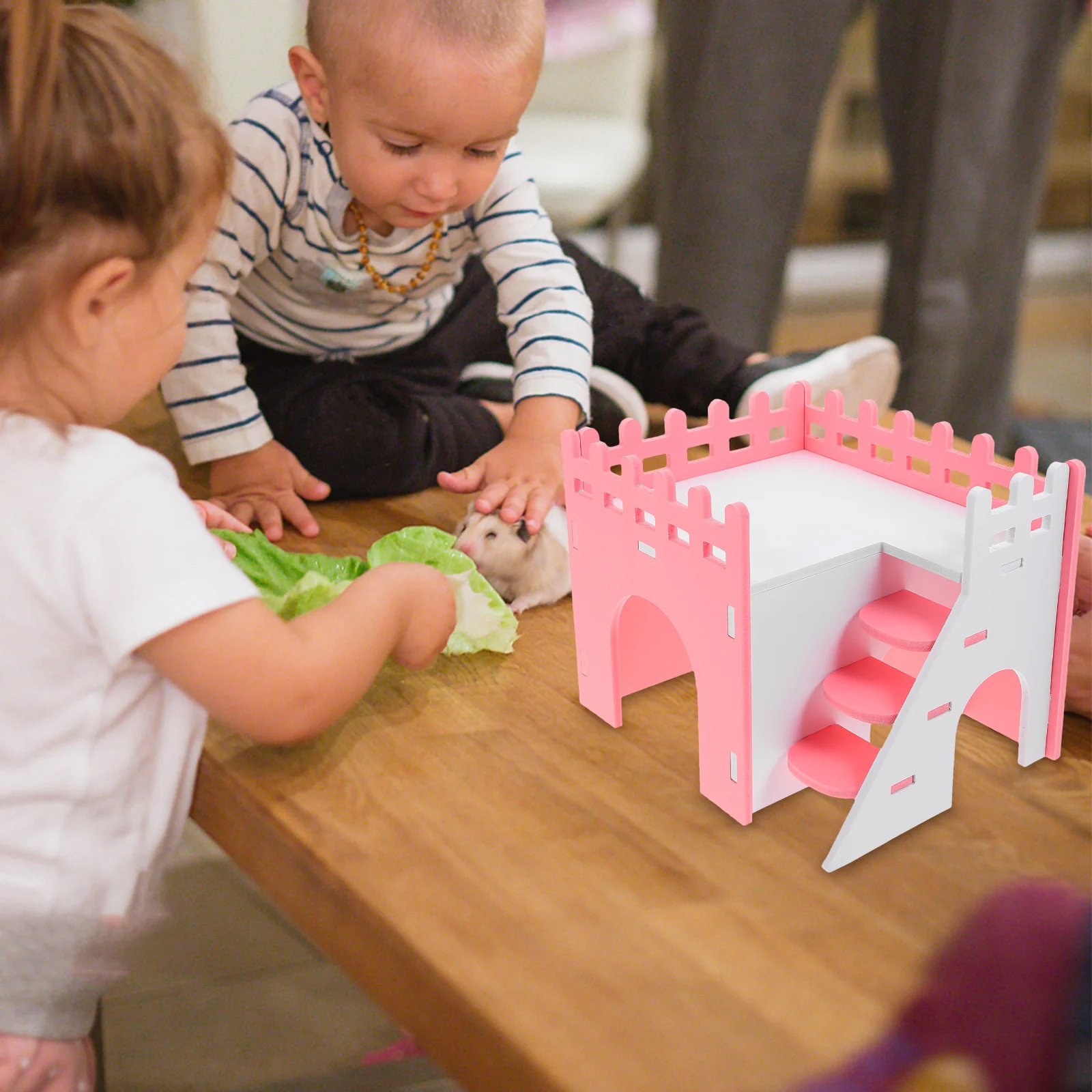 

1Set Pink Durable PVC Hamster Hideout Large Multi-Chamber Small Animal Hideaway Spacious Guinea Squirrel Hut