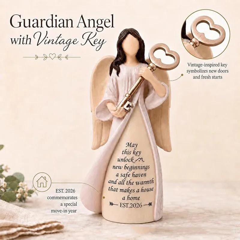 Resin Angel Figurine Housewarming Gift for New Home Entrance Table Desktop Bedroom Indoor Decor Home Soft Furnishing Ornament