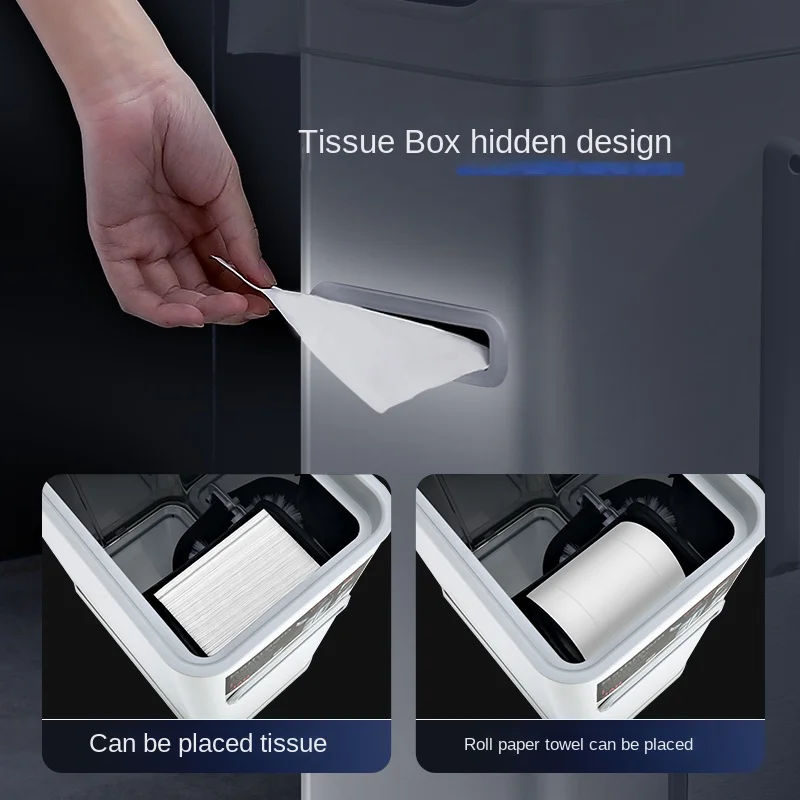 Toilet Trash Can Toilet Three-in-one Toilet Brush Integrated Intelligent Induction Type Toilet Paper Bucket with Lid