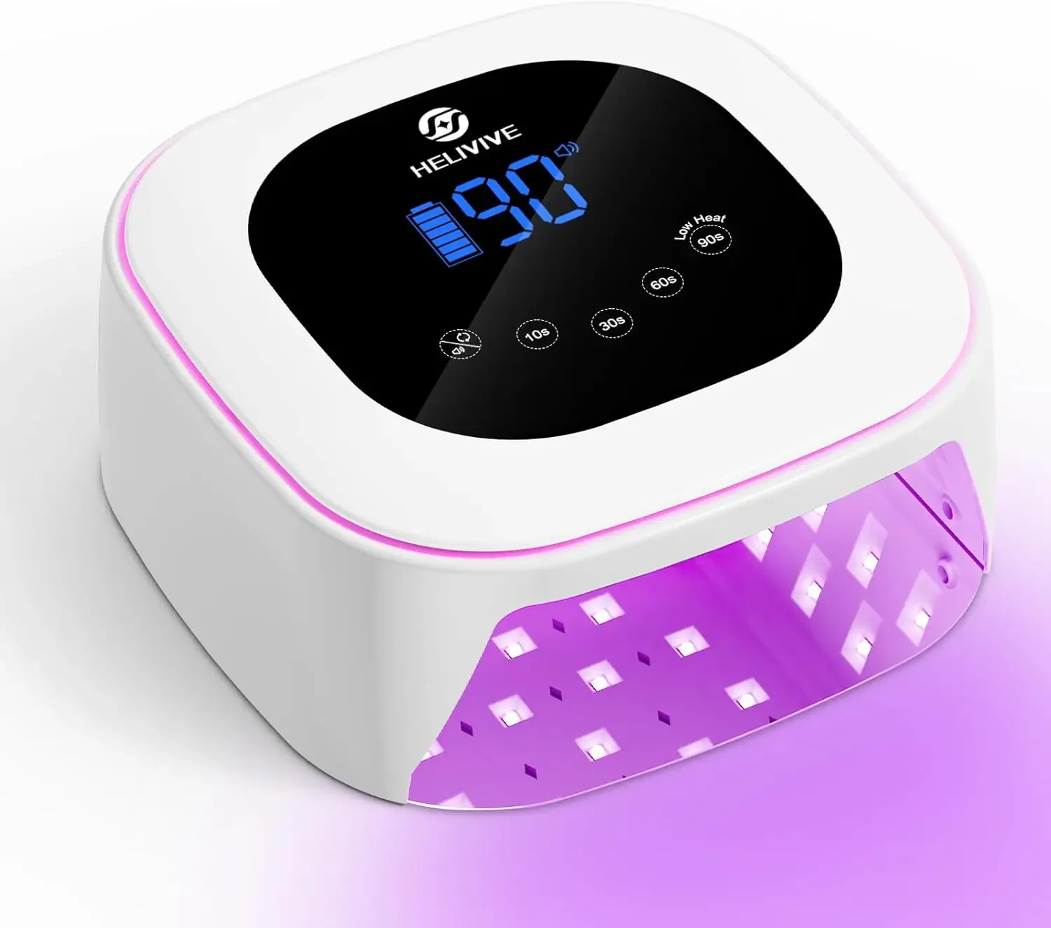

80W Rechargeable UV LED Nail Lamp, 4 Timers, Mirror Base, Cures All Gels, Home & Salon Use