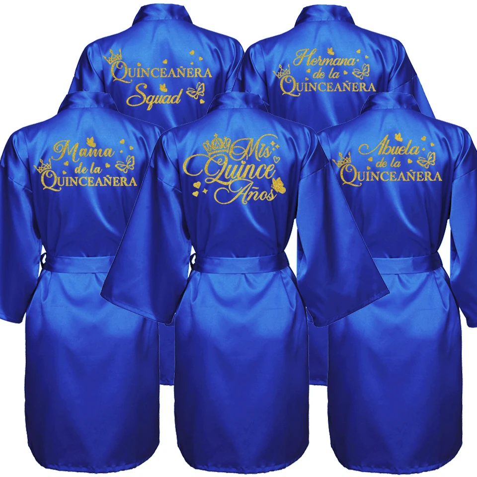 Quinceanera Robes Princess Sweet 15 Years Girl Birthday Party Dresses Royal blue Mis XV Bathrobe