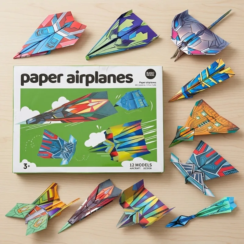 36 PCS/Set Paper Airplane Folding Set, Handmade 3D Foldable Airplane Model DIY Creative Color Production - Perfect Holiday Gift