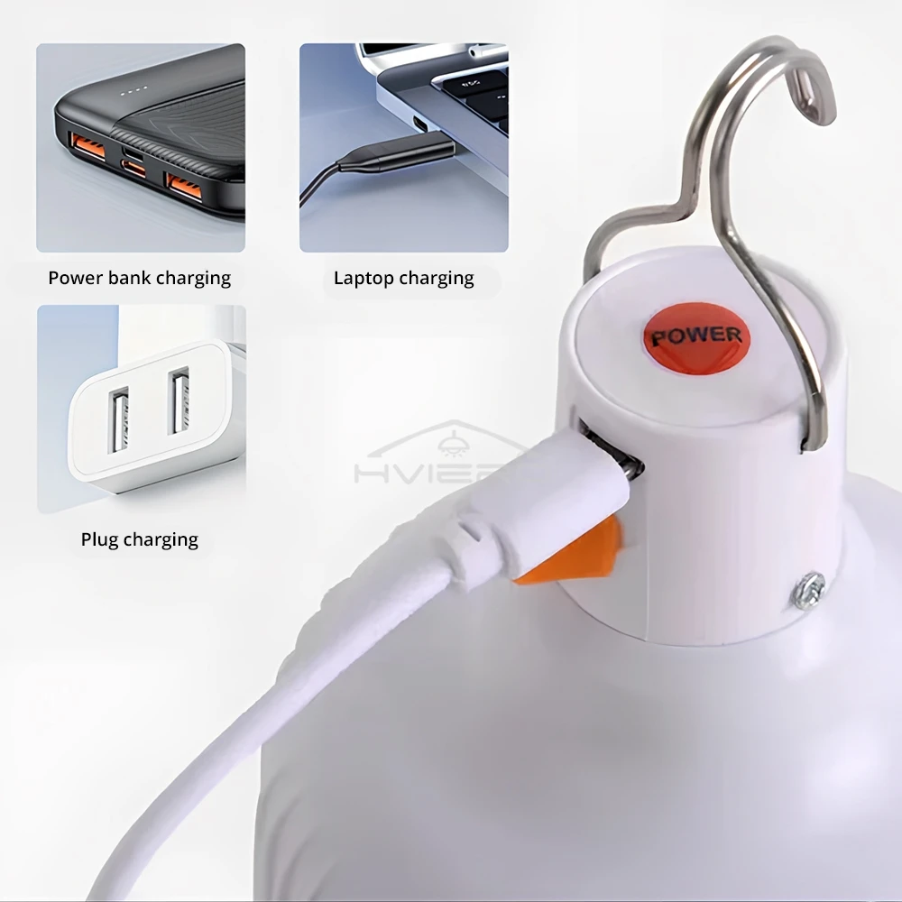 60mm USB Rechargeable Led Bulb Portable Camping Emergency Lighting Light Flashlight Outdoor Garden Picnic Work Hanging Tent Lamp