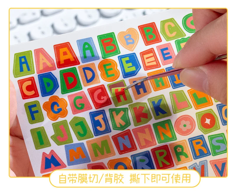 10/16pcs/Set Colorful Alphabet & Number Sticker For Diy Scrapbook Decoration, Water-Resistant With No Trace