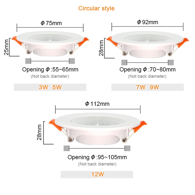 Ultrathin Led Downlight 7W 9W 12W 5W 3W 220V 110V Recessed Ceiling Light Round Square Panel Down Light Spotlight indoor Lighting