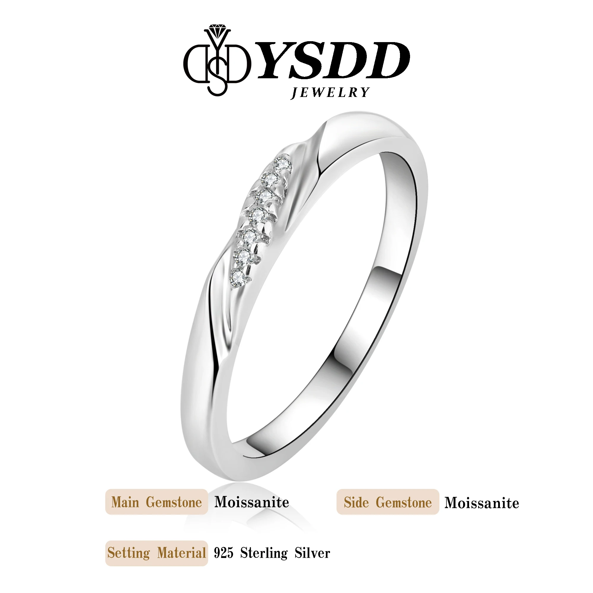 #253 YSDD Light luxury fashion 925 sterling silver micro-set moissanite vein ring women's row ring wedding ring jewelry