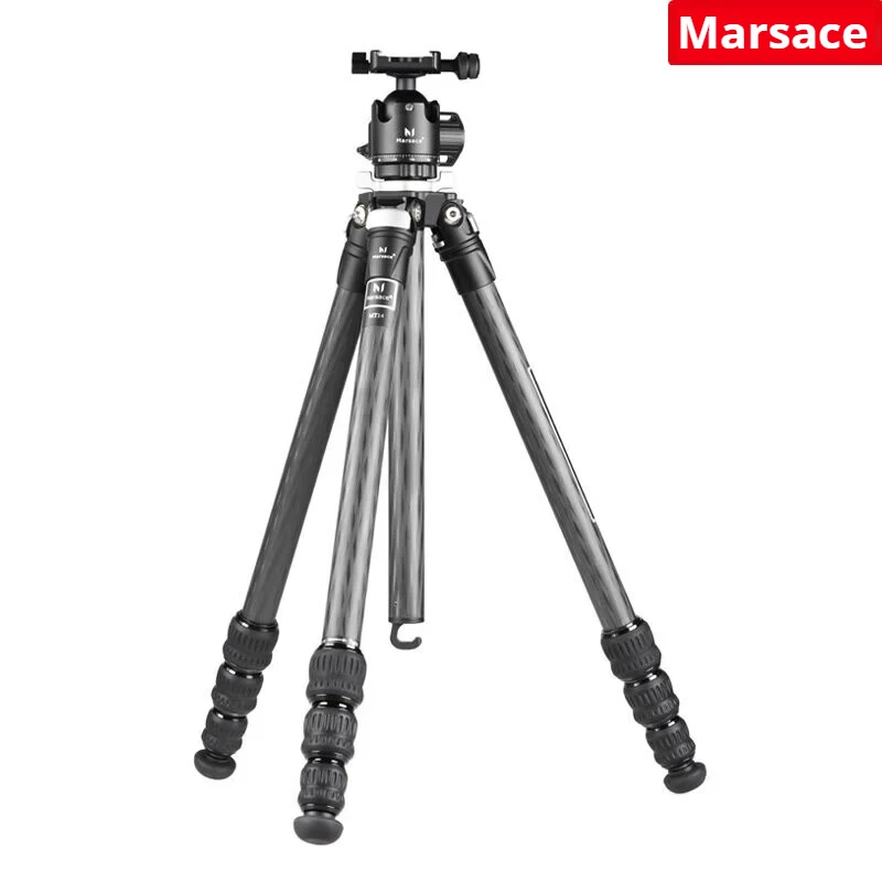 

Marsace MT14S+XB-1R/MT14+XB-1R Center-column-less tripod head kit in black carbon fiber, featuring a dual-pane panoramic head