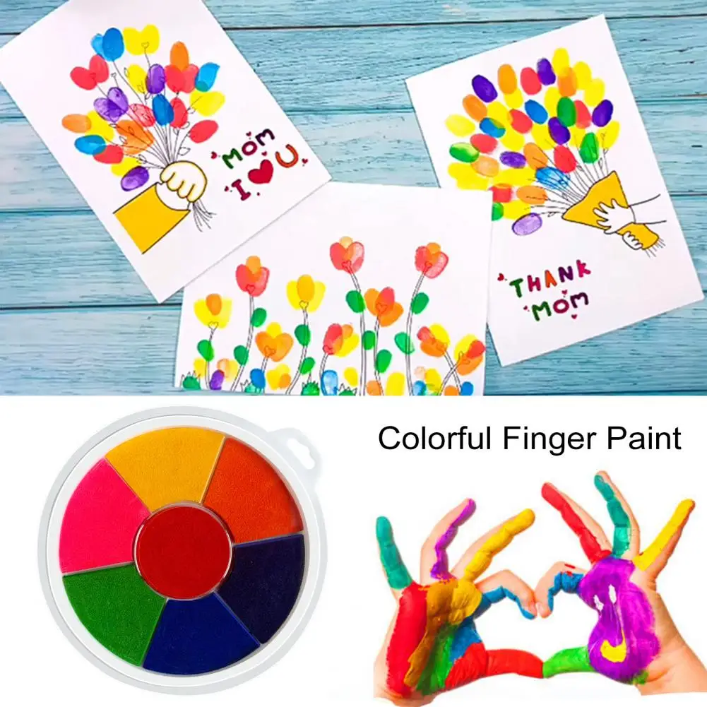 Children Finger Painting Pad Washable Finger Painting Ink Pad Set for Toddlers Portable Diy Arts Crafts Projects Color Palette