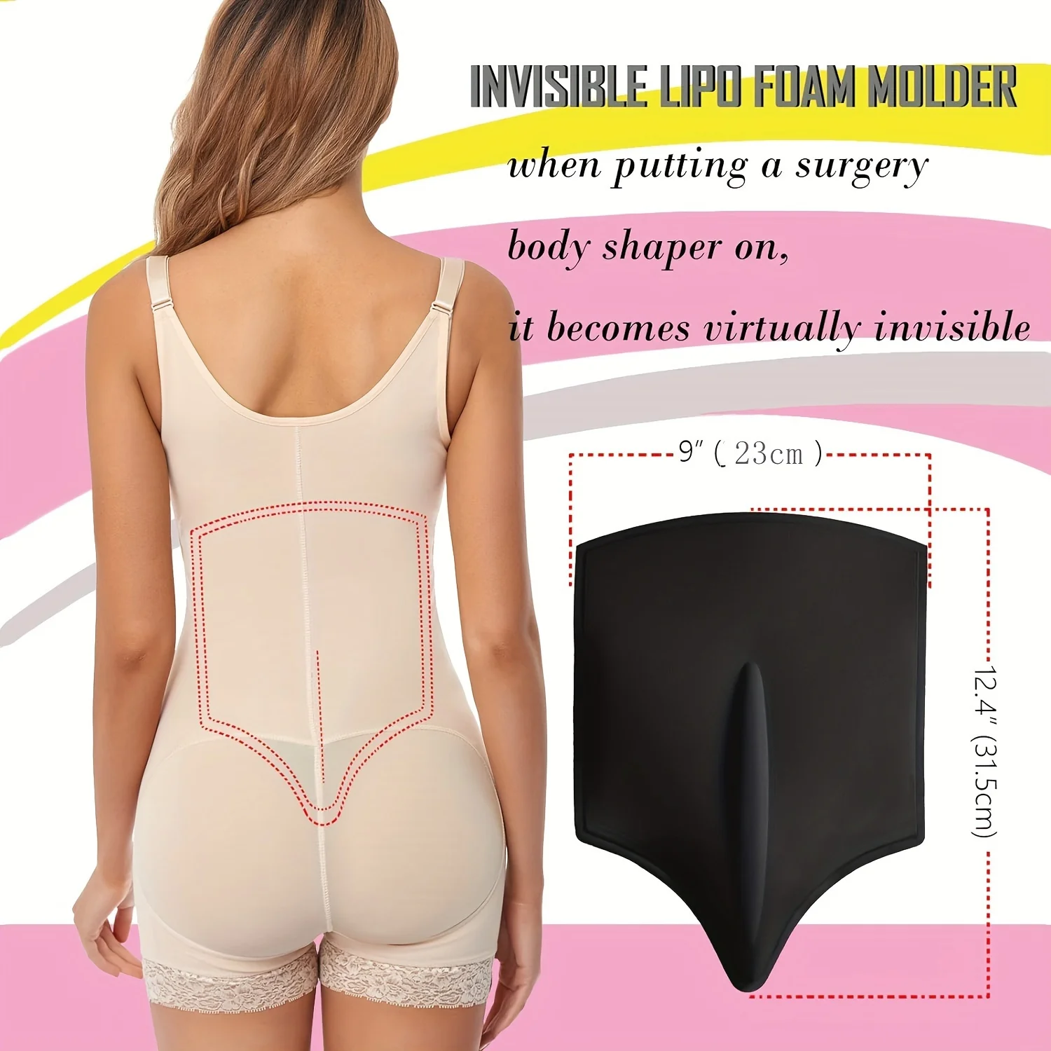 2pcs Abdominal Lumbar Foam Support Pads, AB Board Shaping Compression Panels, Waist Fixing Pressure Relief Inserts for Shapewear