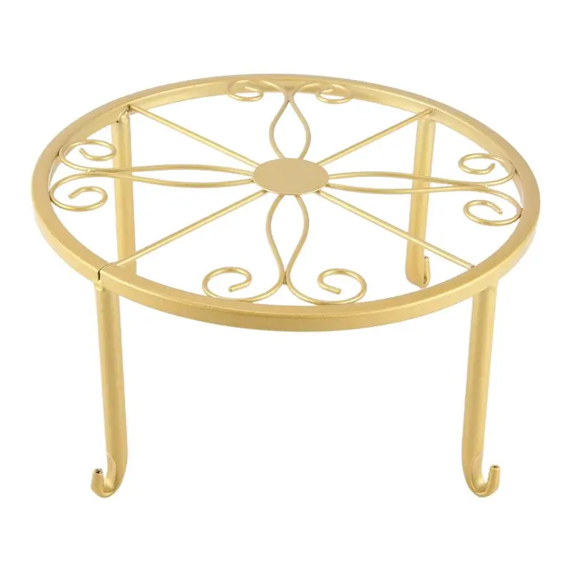 

Classy-Floor Iron Pot Plant Stand Flower Shelf Holder Garden Shelves Garden Plant Balcony Round Rack Home Decor