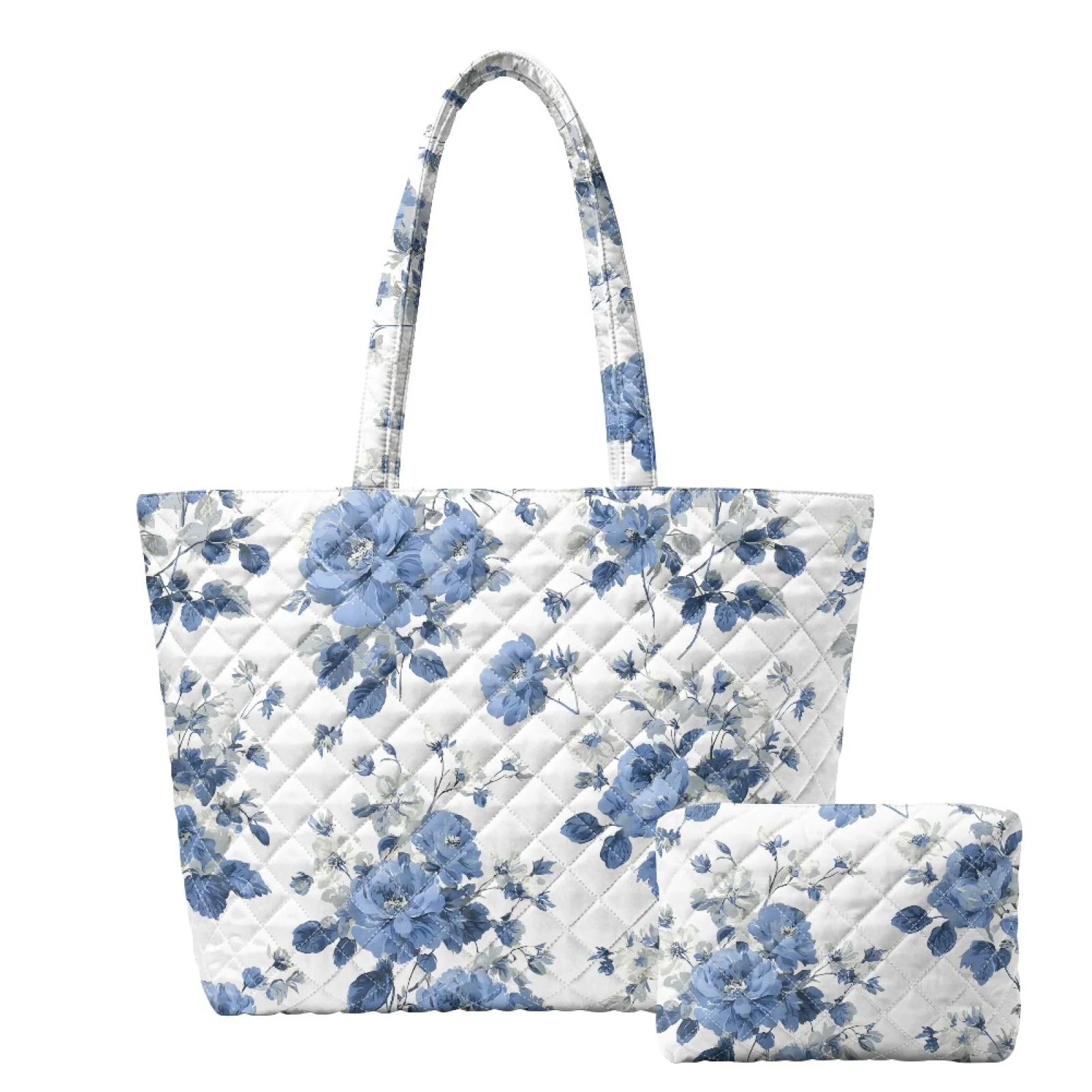 Coloranimal Lavender Floral 2 Pieces Embroidered Shopper Handbag for Commuter Leisure Time 2026 New