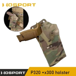 Tactical Pistol Holster, X300 Hunting Holster, Fits P320 + X300 Flashlight, Airsoft Right Hand, QLS System Thigh Strap Kit