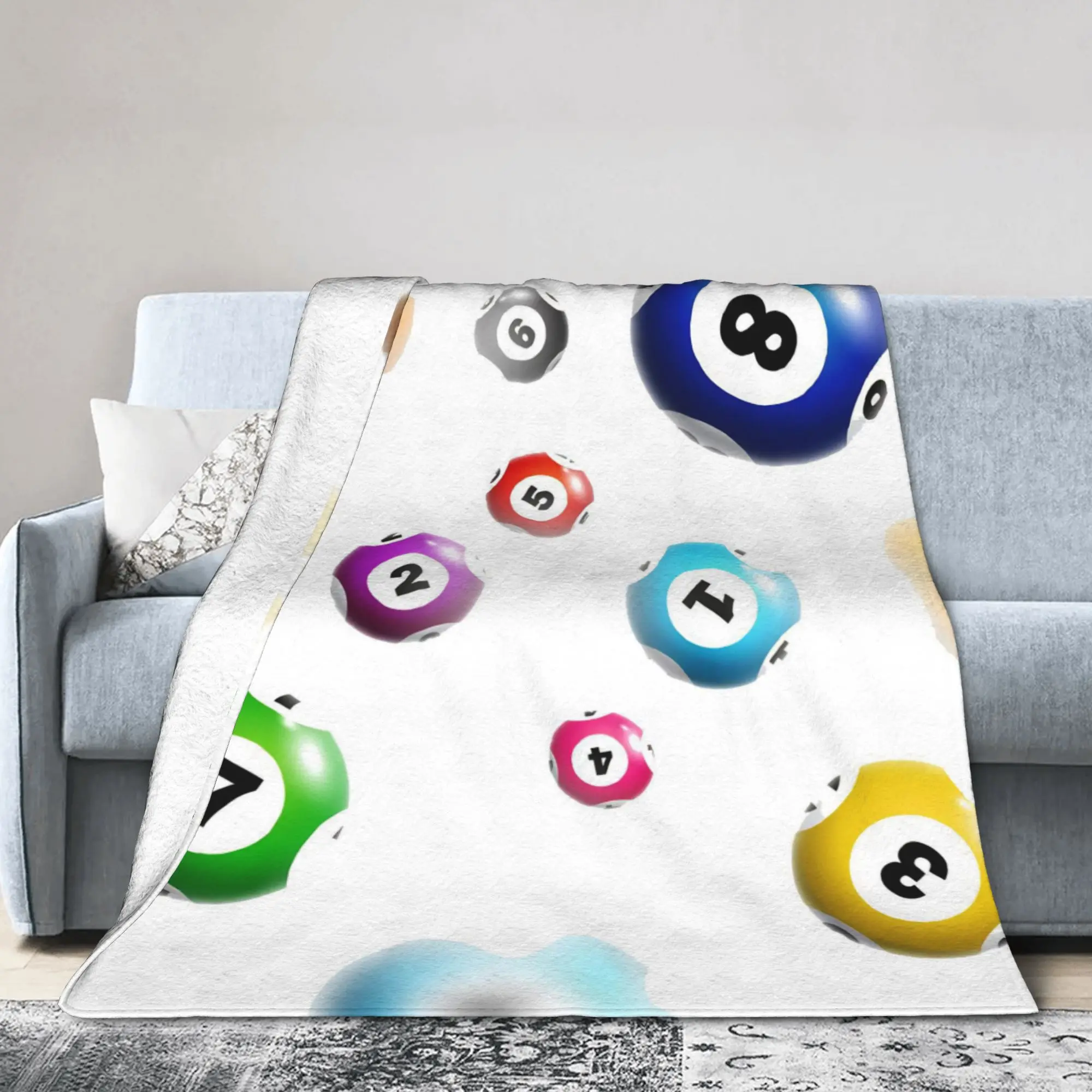 Bingo Balls Paper Game Blankets Flannel Autumn Winter  Portable Lightweight Bedding Throw Blankets for Couch