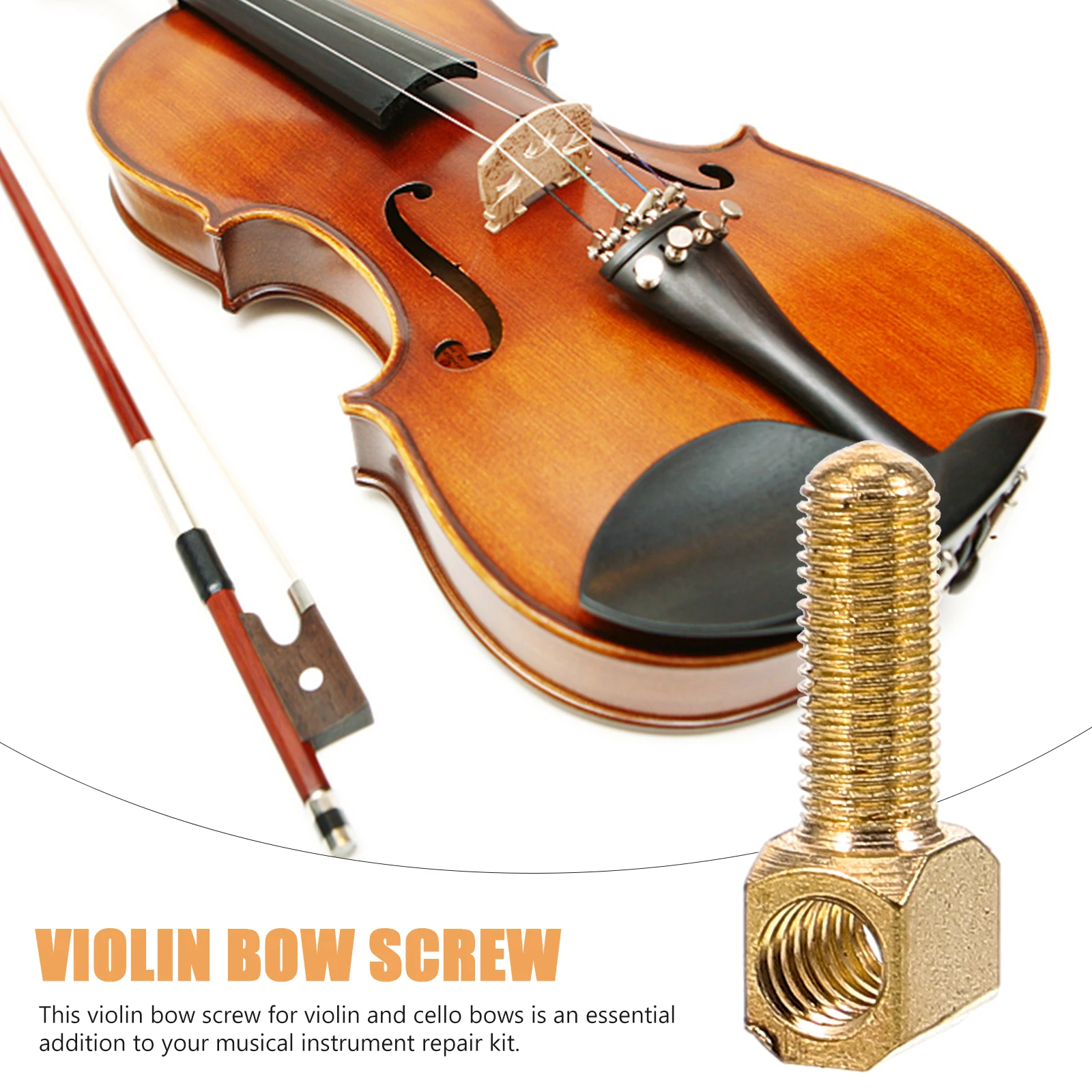 

4pcs Violin Bow Screw Replacement Golden Fittings Parts Accessories for Violin Viola Bow Frog Musical Instruments