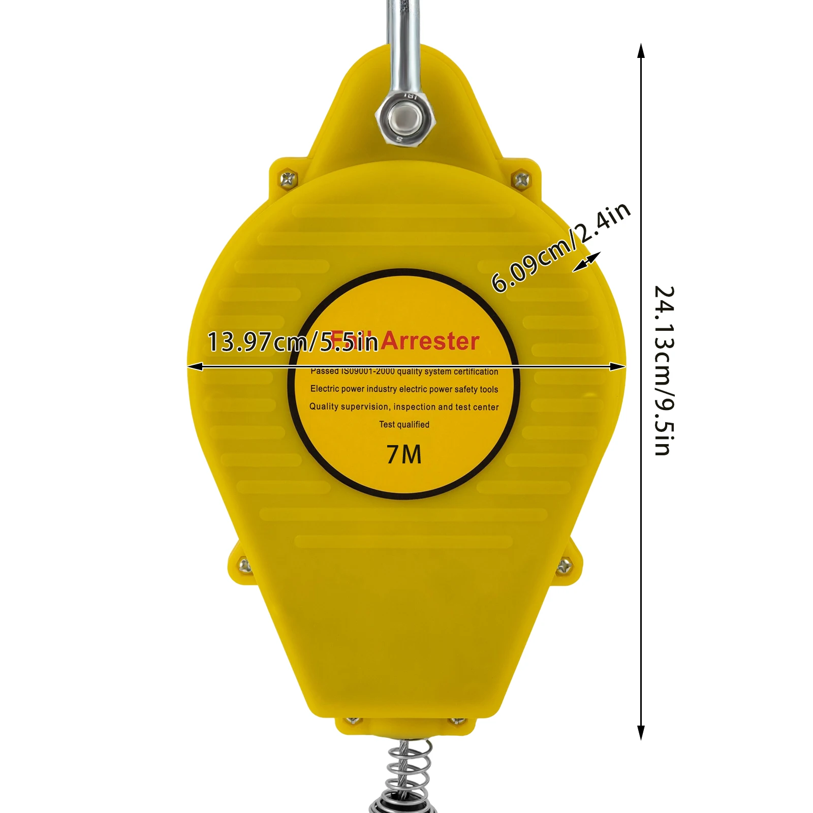 (7M, Yellow) Safety Fall Arrester, 23ft Safety Self Retracting Lifeline Fall Arrester Fall Protection Device, Max Load 330 lbs