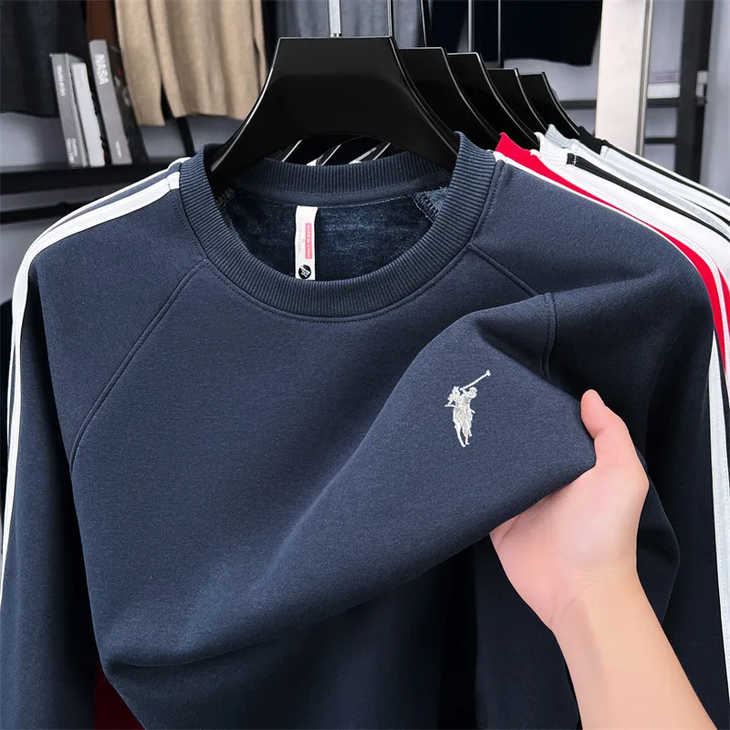 

High End Paul Round Neck Embroidered Men's Hoodie with Thick Velvet for Warmth and Business Temperament, Cotton Base Shirt