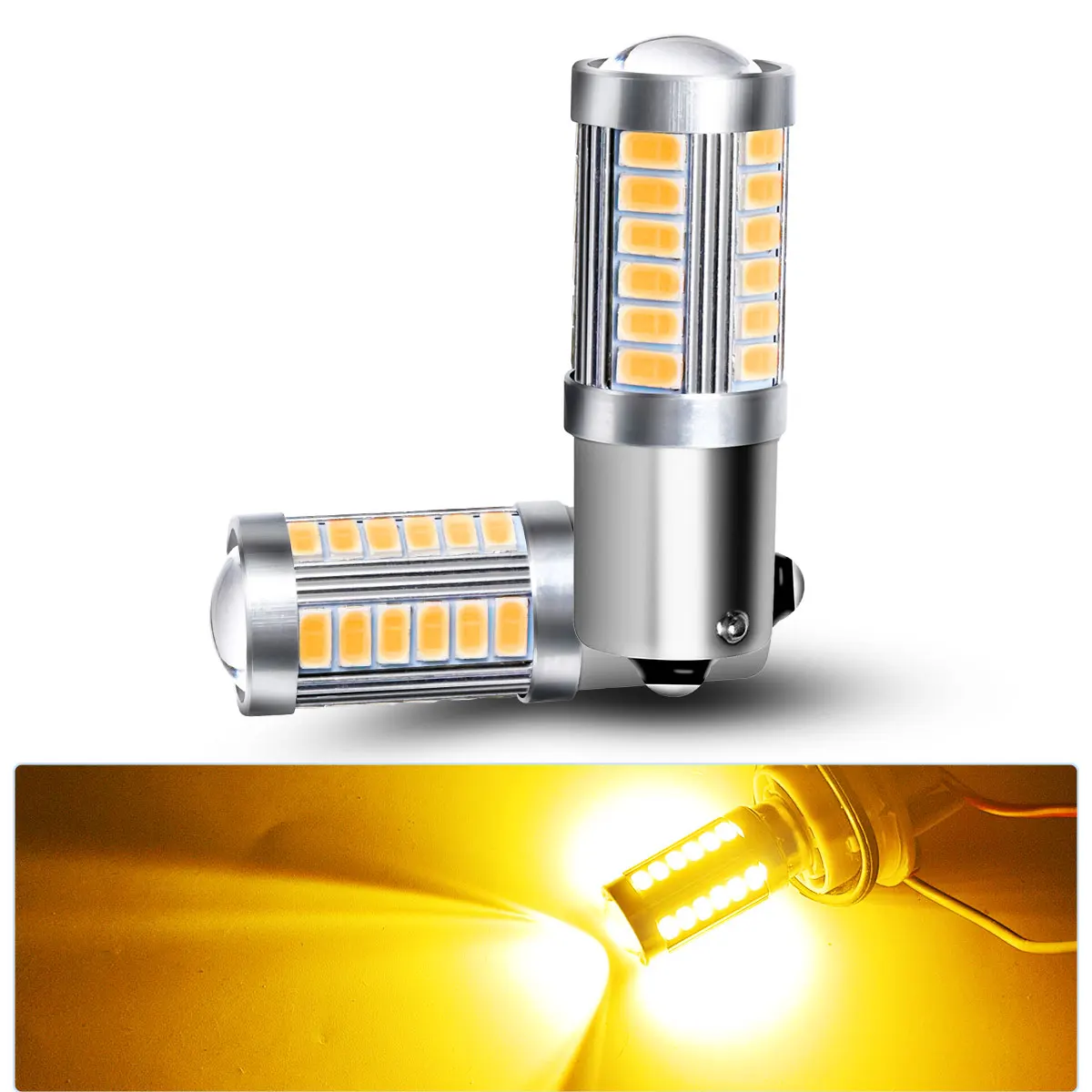 2 قطعة PY21W P21 5 واط 1156 Ba15s 1157 Bay15d 33 SMD Led سيارة فلاش الفرامل لمبات أضواء عكس مصابيح وقوف السيارات #3