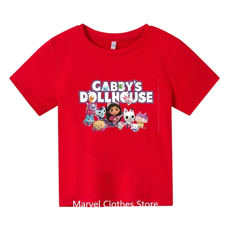 ملابس الفتيات لطيف Gabbys بيت الدمية الكرتون الاطفال مضحك تي شيرت طفل الفتيان تي شيرت الصيف قصيرة الأكمام الأطفال بلايز