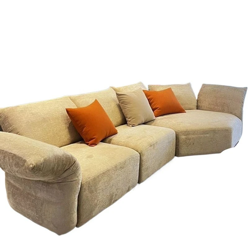 Fabric cream style, large living room, creative special-shaped corner, Italian sofa