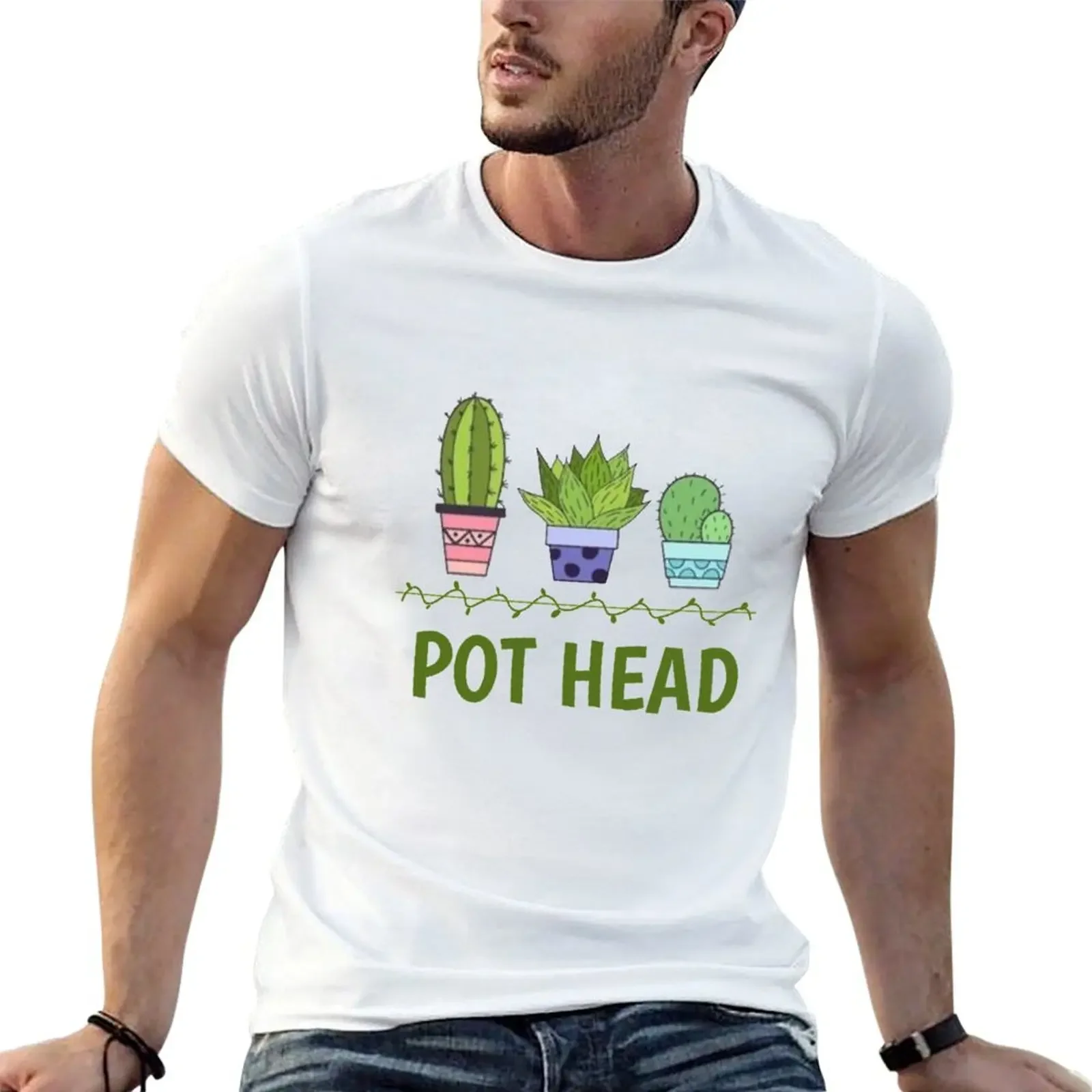 Pot Head with Succulent Cactus Stone Flowers? T-Shirt heavyweights anime figures cotton man t-shirts outfits for men