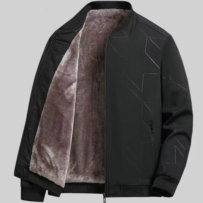 

2025 Autumn Winter New Baseball Collar Jackets for Men Loose Solid Color Slim Fit Jacket Men's Business Casual Fleece Lined Coat