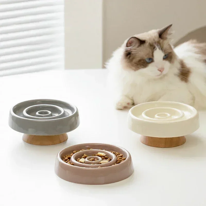 Haustier Keramik Slow Feeder Schüssel Anti-Schulpen Katzenfutter Schüssel Schüsseln Welpen Hunde Slow Feeding Supplies