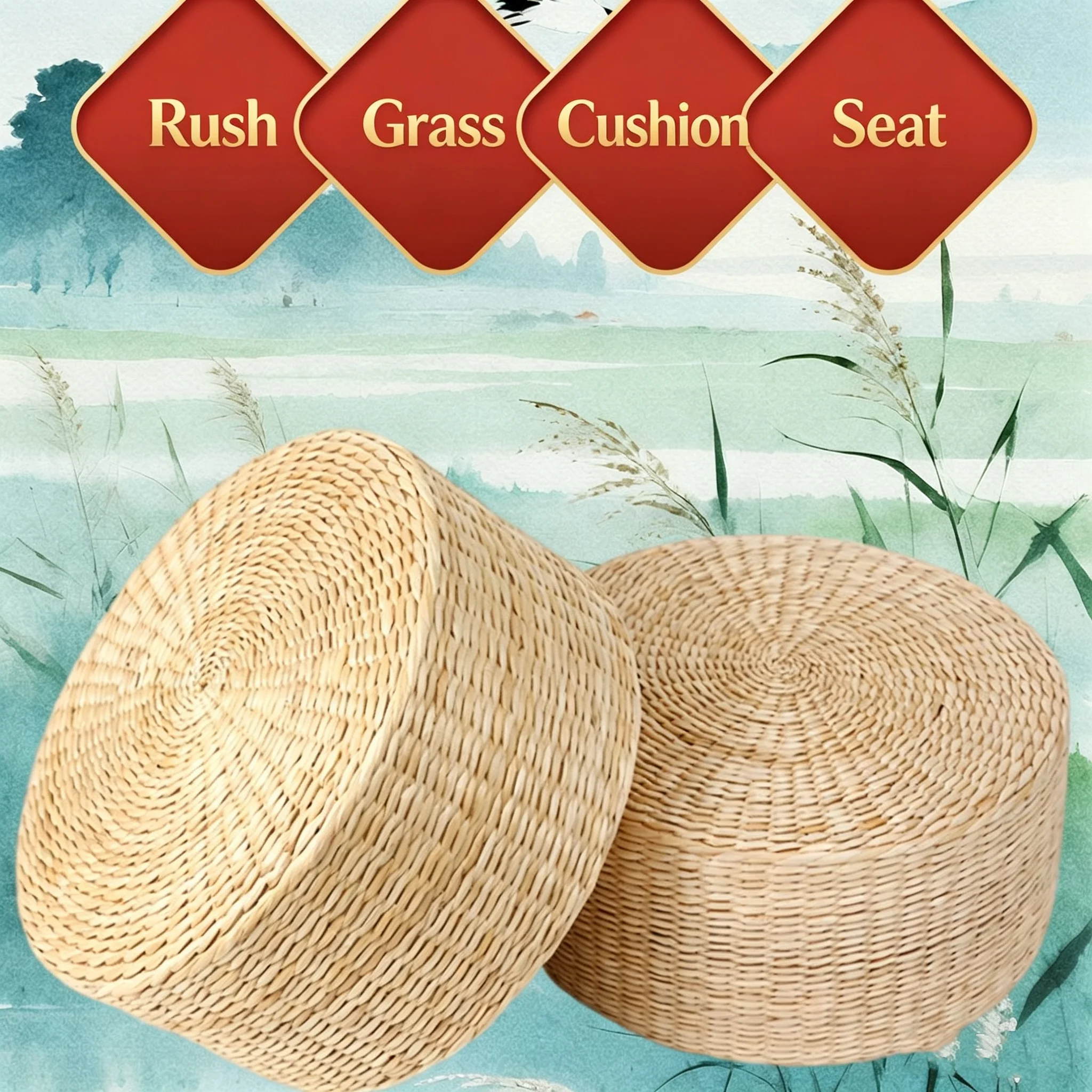 Hand-Woven Rush Straw Round Se - Tatami Mat Rush recension och pris