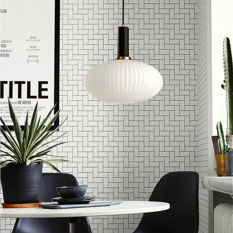 Nordic Fashional White Striped Glass Pendant Lamp Restaurant Bedside Kitchen Classical Design Multicolor Combination Chandelier