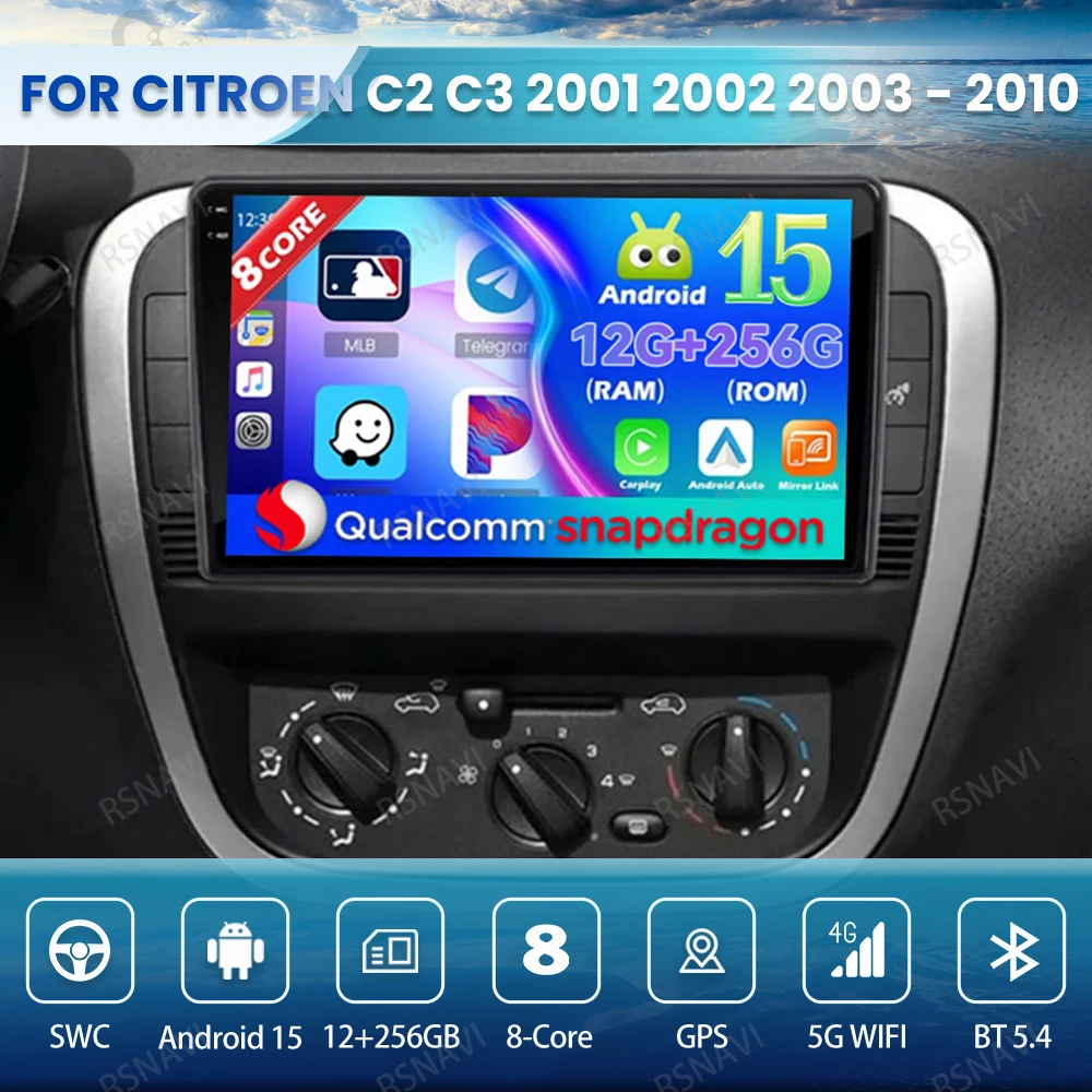 

Android 15 Car Radio For Citroen C2 C3 2001 2002 2003 - 2010 DSP BT Qualcomm Wireless Carplay Auto Stereo Multimedia Navigation