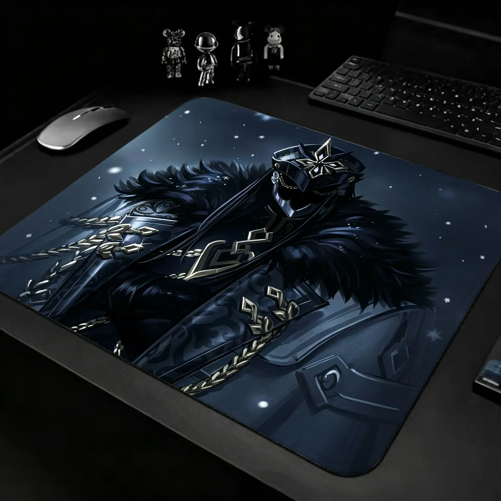 Gaming Mat,Reinforced Stitched Edge,Genshin Impact Il Capitano Portable Non‑Slip Pad for Laptop Office & E‑Sports Game Play