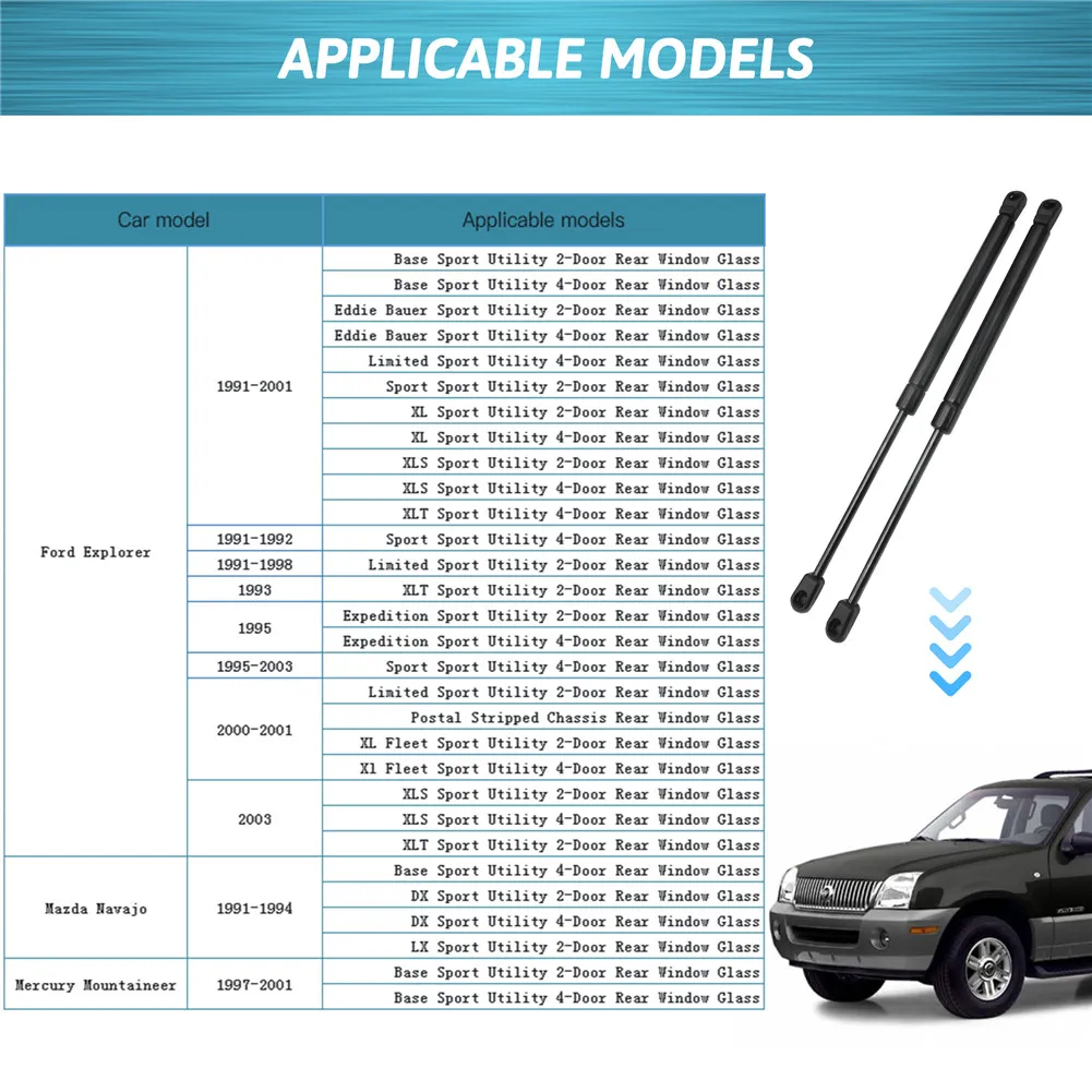 2Pcs Car Rear Tailgate Window Support Rods Gas Spring Shock Absorbe  Lift Struts For Ford Explorer 1991-2003 Accessories