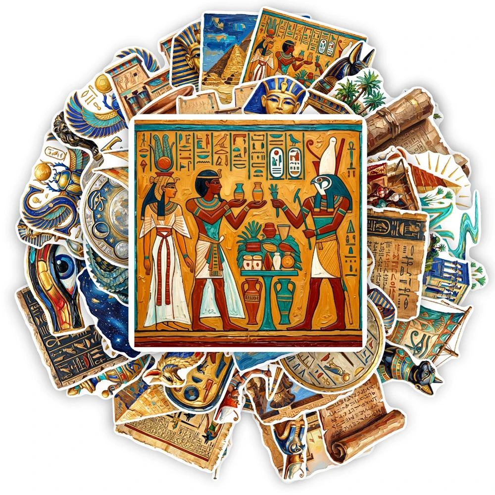 10/30/50pcs Ancient Egyptian Culture Cartoon Stickers Waterproof DIY Skateboard Phone Luggage Vintage Pyramid Sphinx Decals Toys