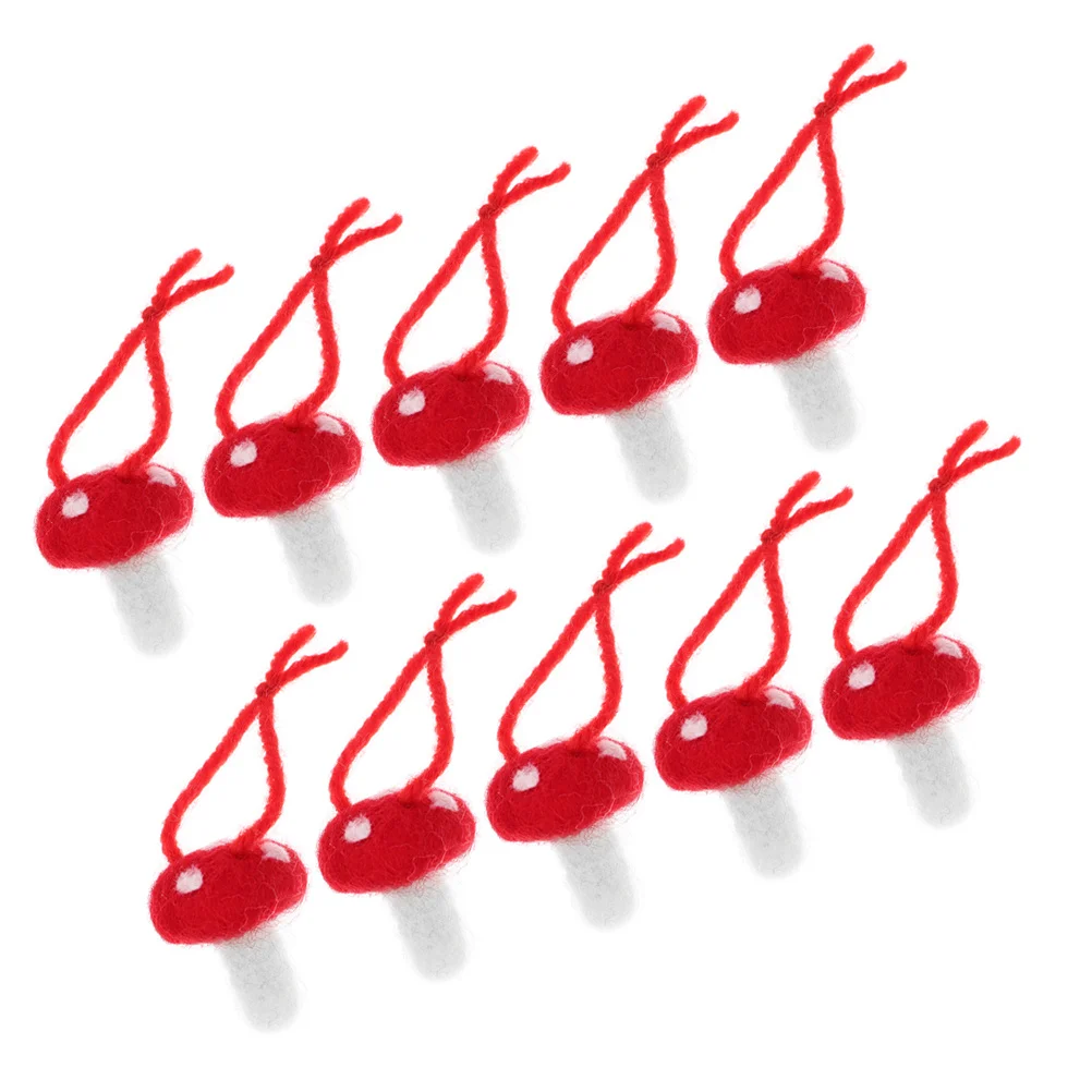 

10pcs Wool Felt Hair Ornament Materials Soft Diy Craft Mushroom Decor For Garland Headdress Christmas Wreath Making Kit