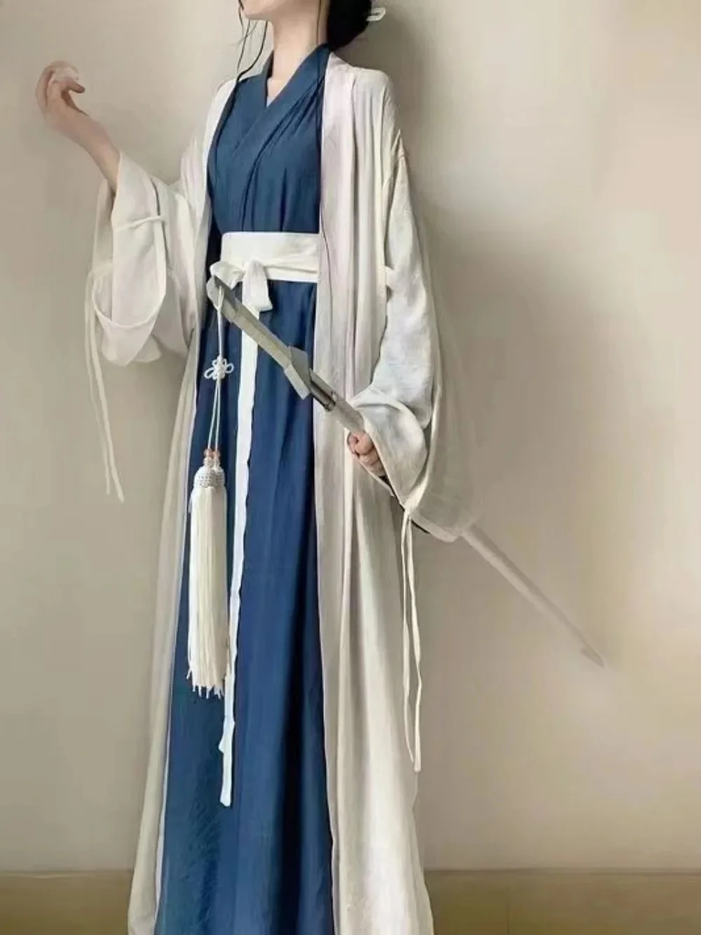 Women Hanfu Dress Chinese Traditional Ancient Hanfu Costumes Classical 3PCS Retro Blue and White Daily Hanfu Suit