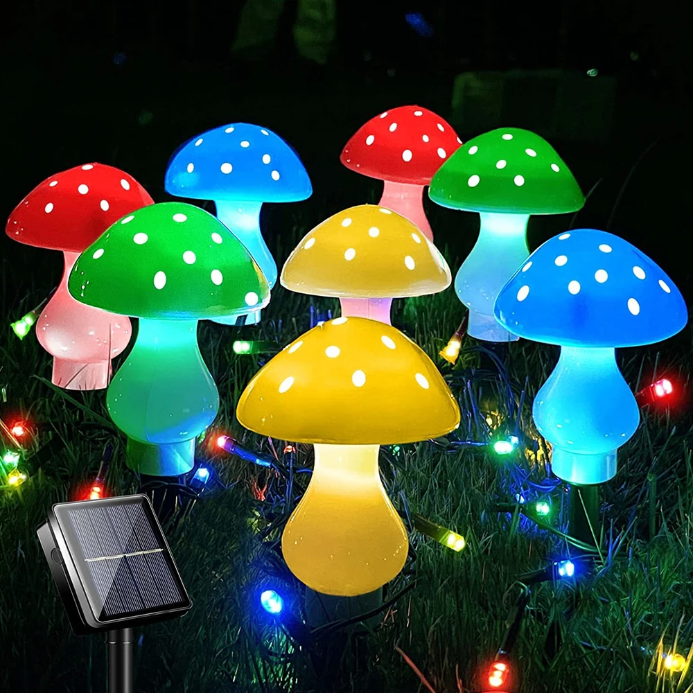 Upgraded Outdoor Solar Garden Lights, Solar Mushroom Lights Outdoor 8Modes Waterproof Solar Powered Landscape Light Cute Fairy